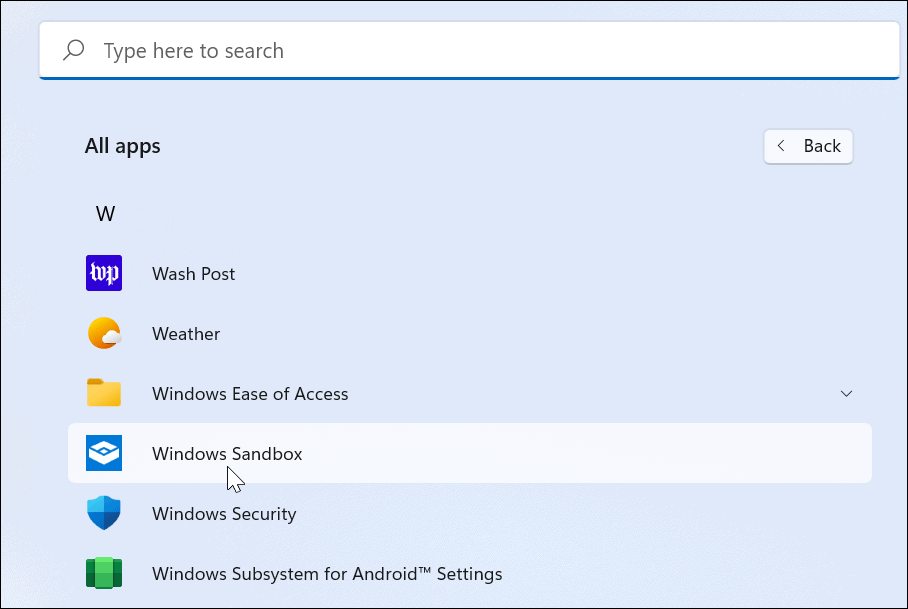 nastavite peskovnik Windows na Windows 11