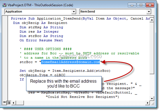 Auto BCC z Outlook 2010