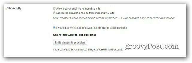 Wordpress com naredite blog zasebne povabljene uporabnike