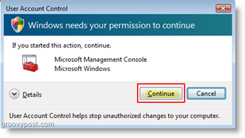 Nastavite vedenje uporabniškega računa za nadzor nad uporabniškim računom (UAC) Windows Vista