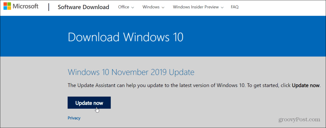 Kako namestiti Windows 10 različice 1909 november 2019 posodobitev