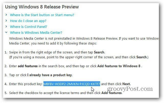 Namestite sistem Windows Media Center v predogledu izdaje Windows 8 Release