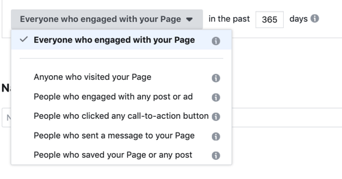 Facebook ciljni ciljni usmerjenost interakcije oglasnih tokov za ciljno skupino.