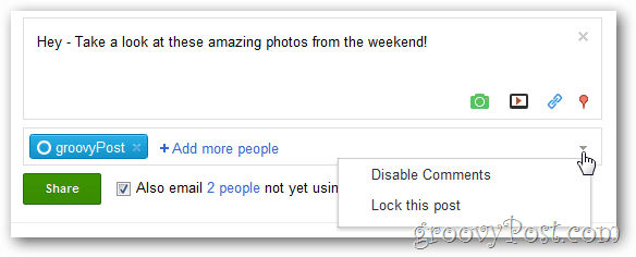 google + meni za odprte možnosti
