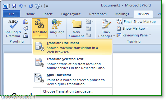 kako prevesti celoten dokument z besedilom Microsofta v španščino ali kateri koli drug jezik