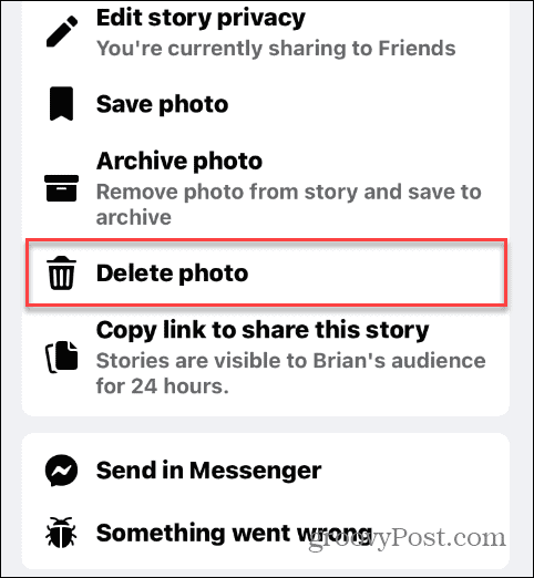 Odstranite zgodbe iz Facebooka