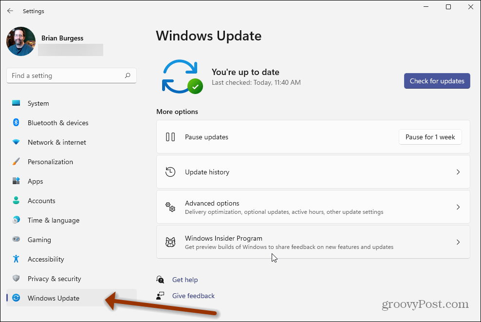 Nastavitve Windows 11 Windows Update