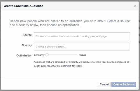 ustvarjanje občinstva v Facebooku