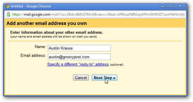 vnesite nov e-poštni naslov