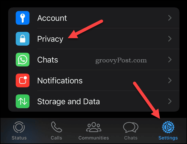 Odprite nastavitve zasebnosti WhatsApp v iPhonu