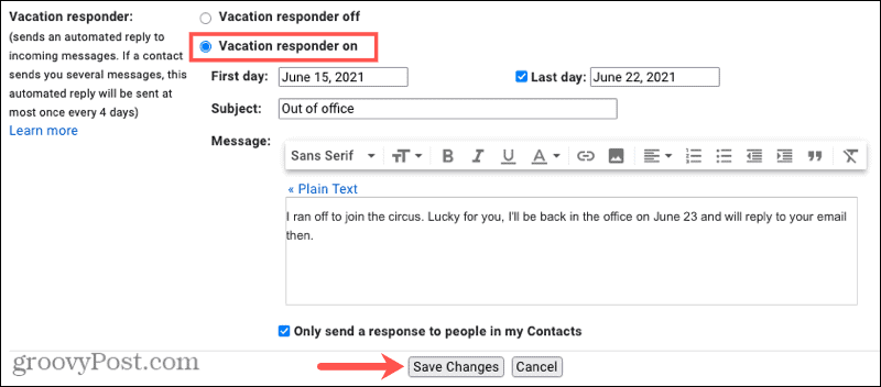 Gmailov odzivnik za počitnice v spletu 