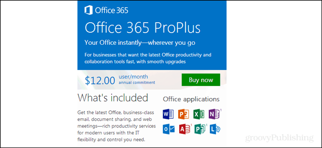 Office 365 proplus cene, vključene aplikacije