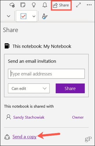 Pošljite kopijo zapiska v OneNote za Windows 10