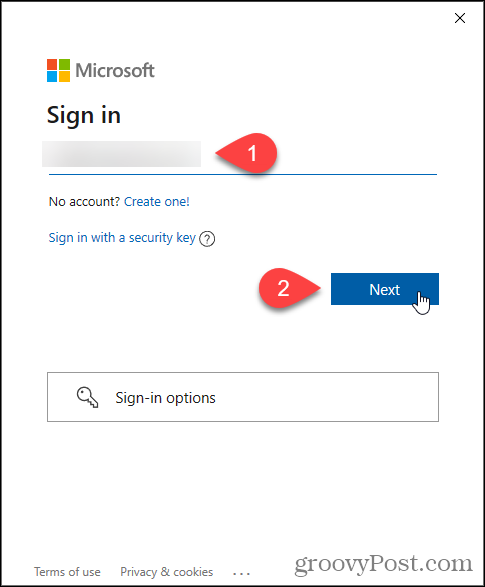 Vnesite Microsoftov e-poštni naslov za program Windows Insider