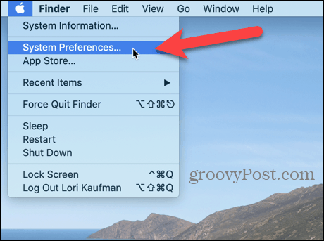 Izberite System Preferences v sistemu Mac