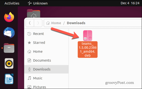Odprite namestitveno datoteko Microsoft Teams v Ubuntuju