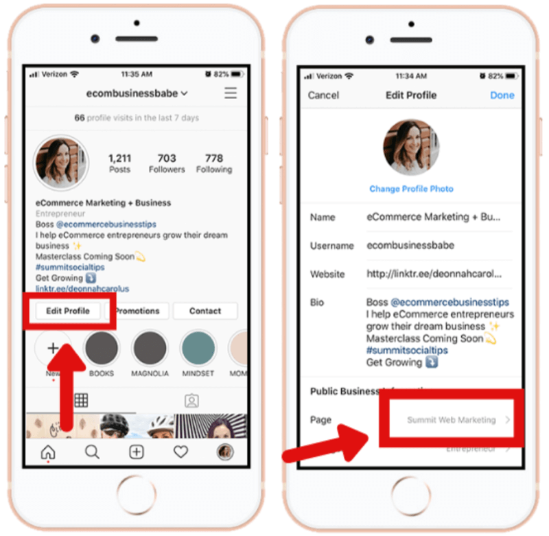 kako povezati poslovni račun Instagram s Facebook stranjo v aplikaciji Instagram