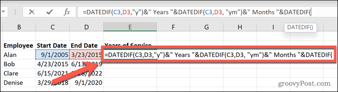 excel datedif let in mesecev