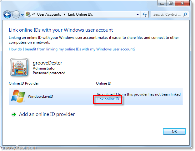 povezava Windows v živo id na račun 7