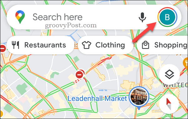 Tapnite ikono profila Google Maps