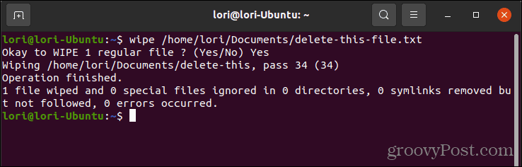 Varno izbrišite datoteko z brisanjem v Linuxu