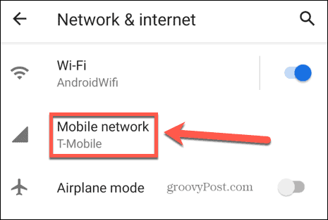 nastavitve mobilnega omrežja android