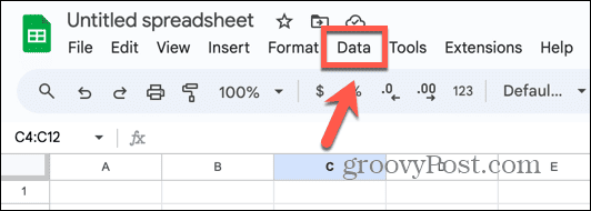 podatkovni meni google sheets