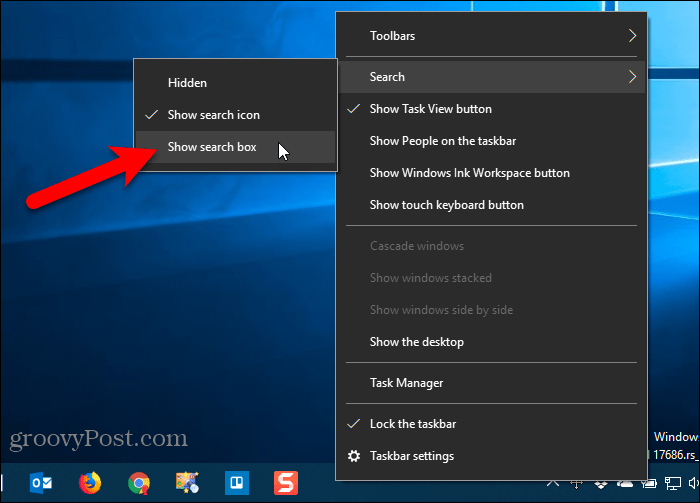 Pokažite nastavitev opravilne vrstice v Windows 10