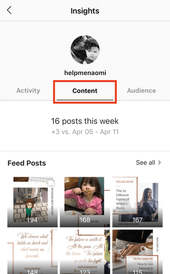 Oglejte si podatke o donosnosti naložbe v Instagram Stories, 2. korak.