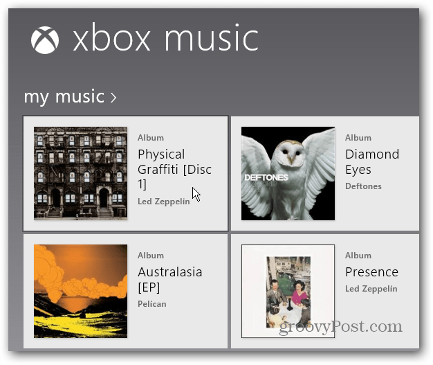 Izberi album Xbox Music