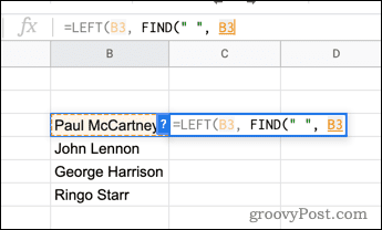 Uporaba funkcije FIND v Google Preglednicah