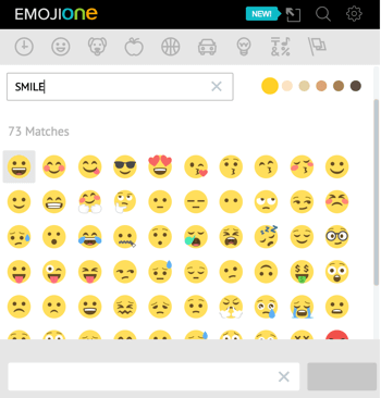 Kliknite ikono samoroga, da odprete knjižnico čustvenih simbolov EmojiOne.