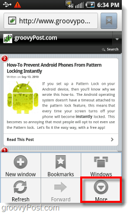 dostop do več menija v brskalniku android
