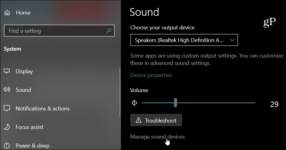 Zvočne naprave Windows 10