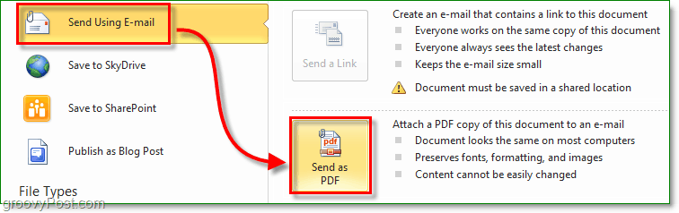 ustvarite varen dokument PDF in ga pošljite po e-pošti s pomočjo Office 2010