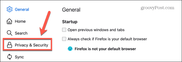 nastavitve zasebnosti firefox