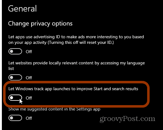 Spremenite možnosti zasebnosti