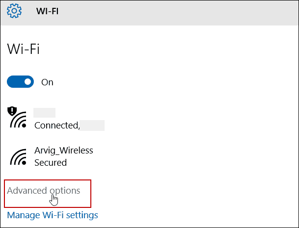 Napredne nastavitve WiFi