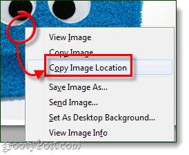 kopirajte lokacijo slike v Firefox ali krom