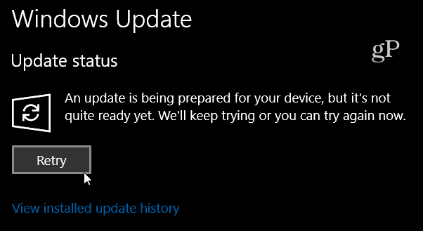 Poskusi znova sporočilo Windows 10 Build 16288