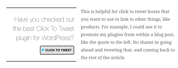 WordPress vtičnik Better Click to Tweet vam omogoča, da v svoje objave v blogu vstavite polja za klikanje na Twitter.