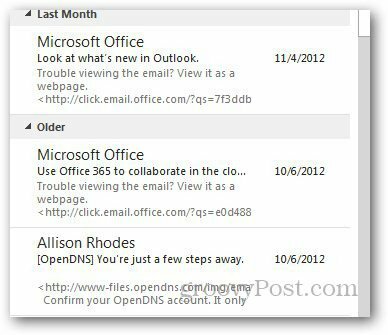 Predogled sporočil Outlook 5