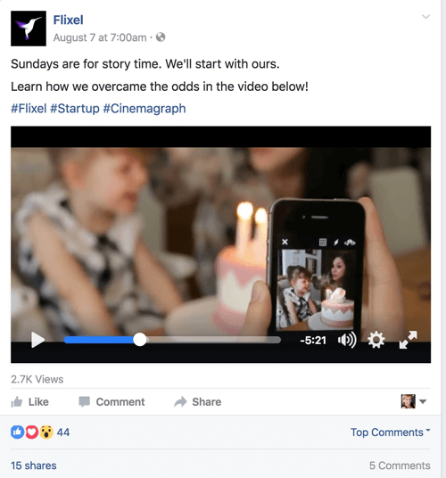 video oglas flixel facebook