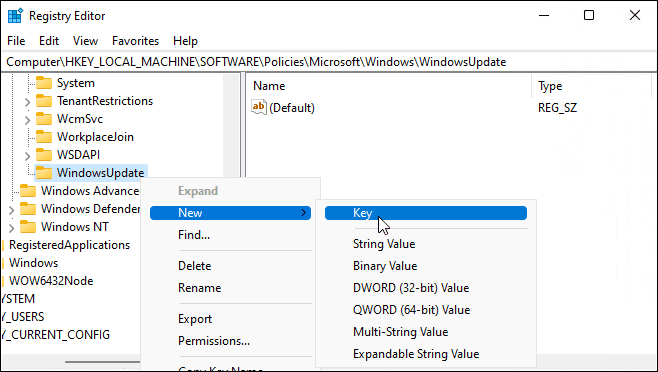 Nov ključ WindowsUpdate