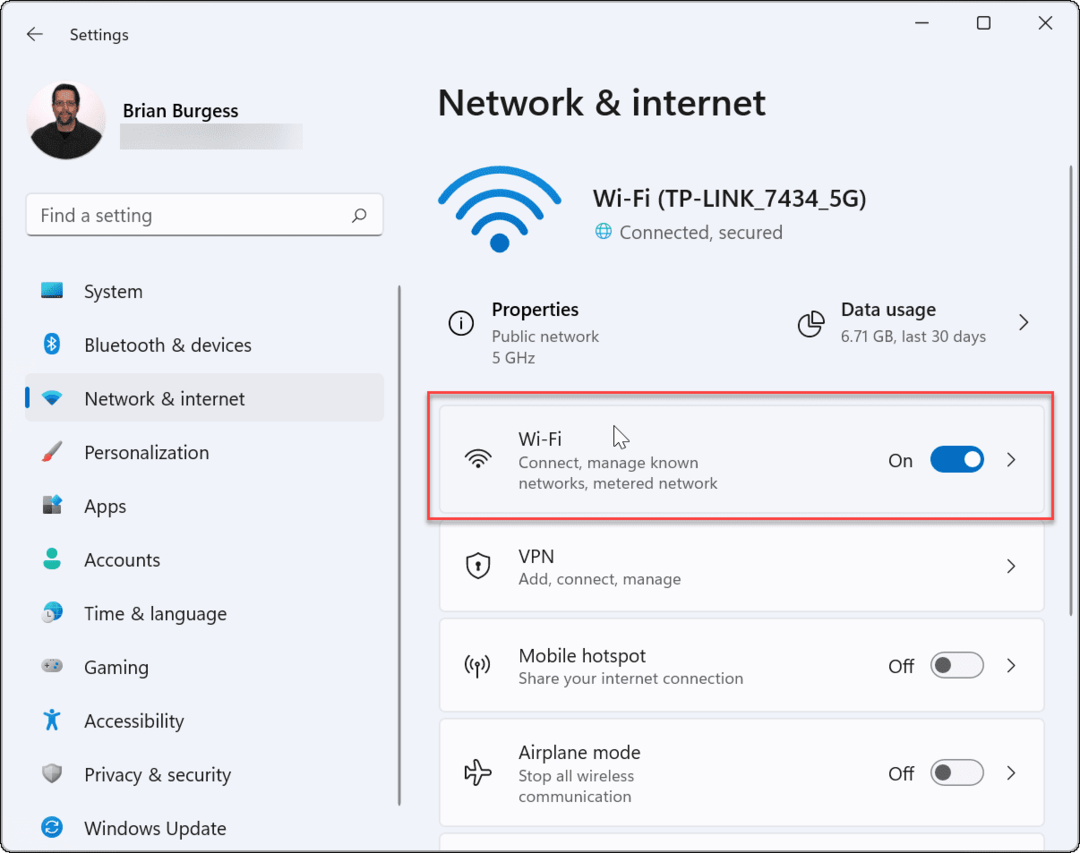 omrežje in internet Windows 11