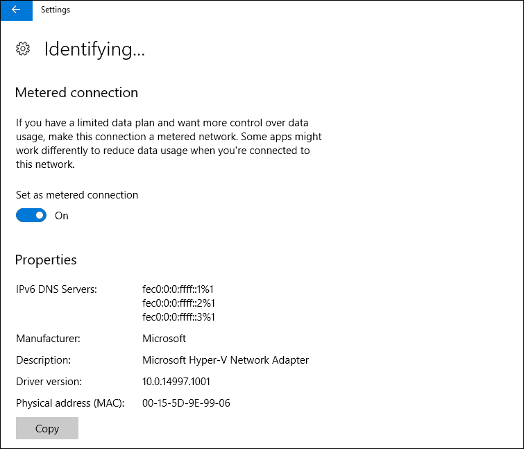 Windows 10, Ethernet, odmerjena povezava, posodobitev ustvarjalcev, operacijski sistem