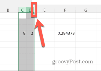 excel desni rob glave stolpca