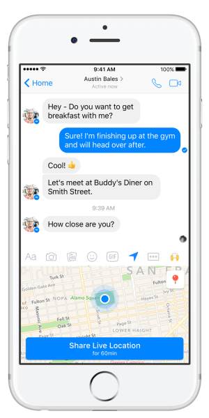 Facebook Messenger uvaja funkcijo lokacije v živo.