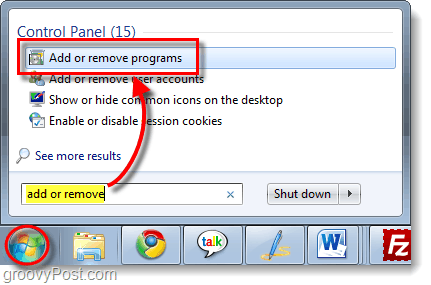 dodajanje ali odstranjevanje programov v operacijskem sistemu Windows 7