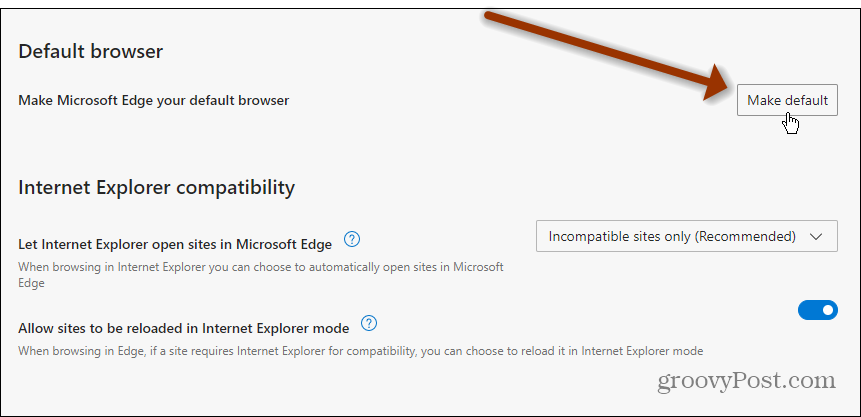 Naj bo Edge privzet Windows 11